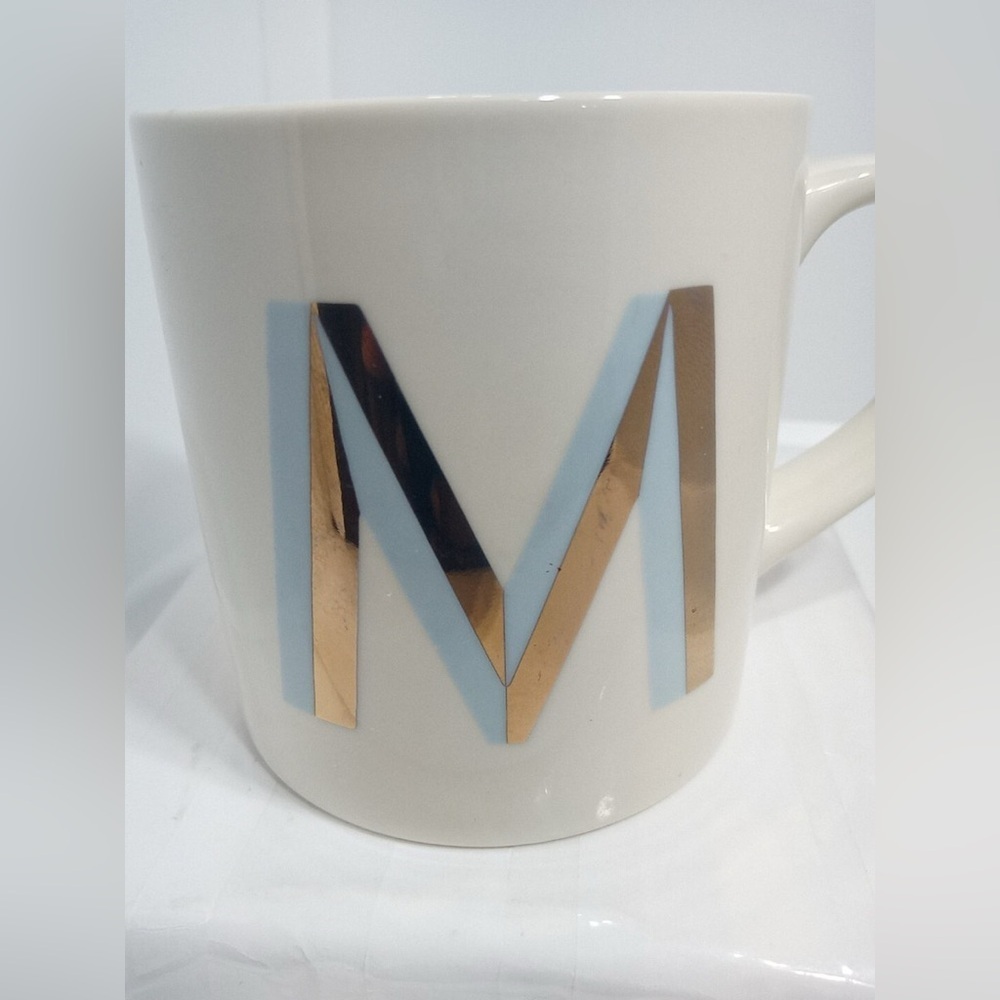Opal House Initial Monogram Letter "M" Teal Mugs Coffee Cups